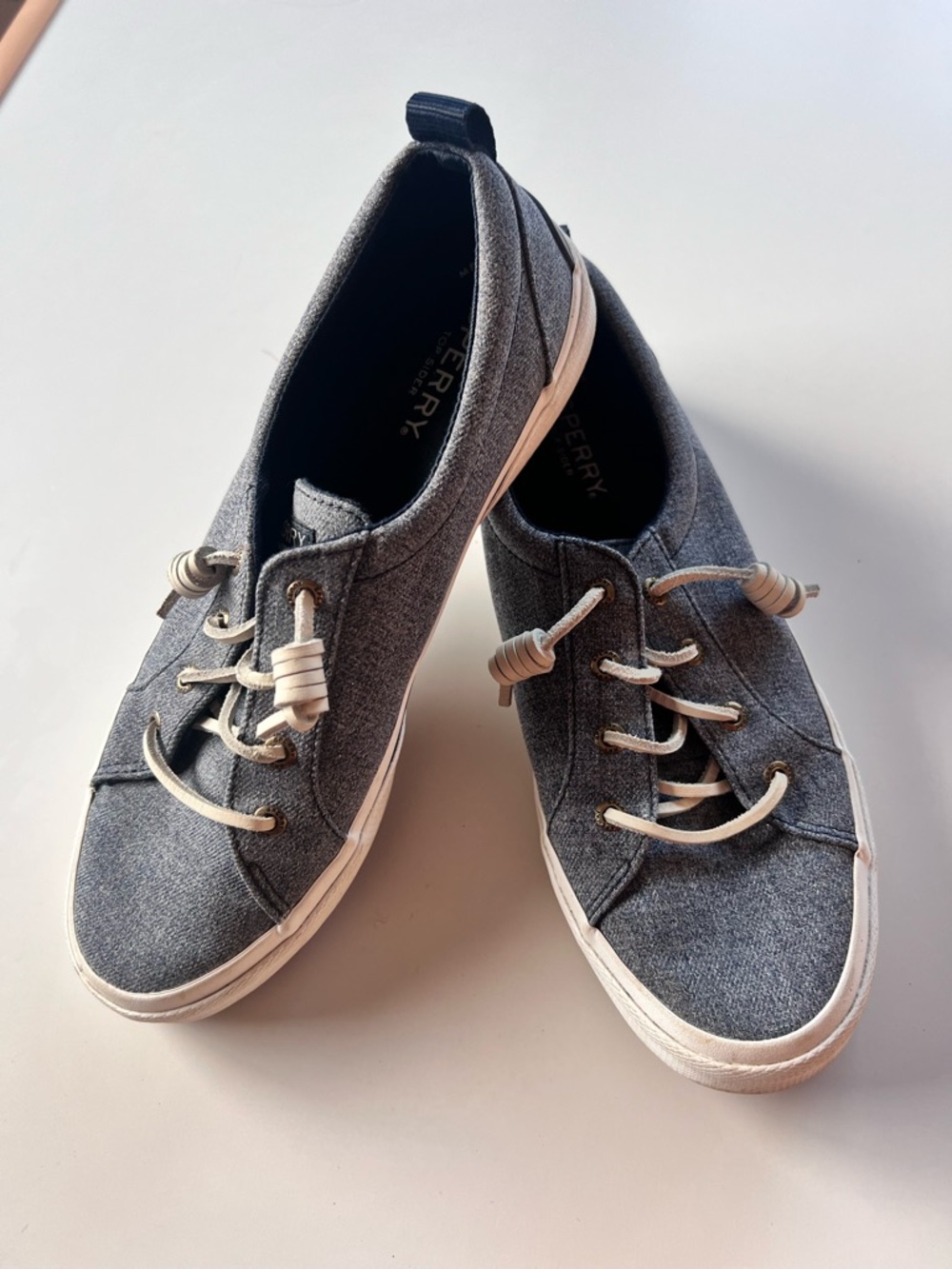 Sperry Charcoal Canvas Slip-On Sneakers with Cream Accents